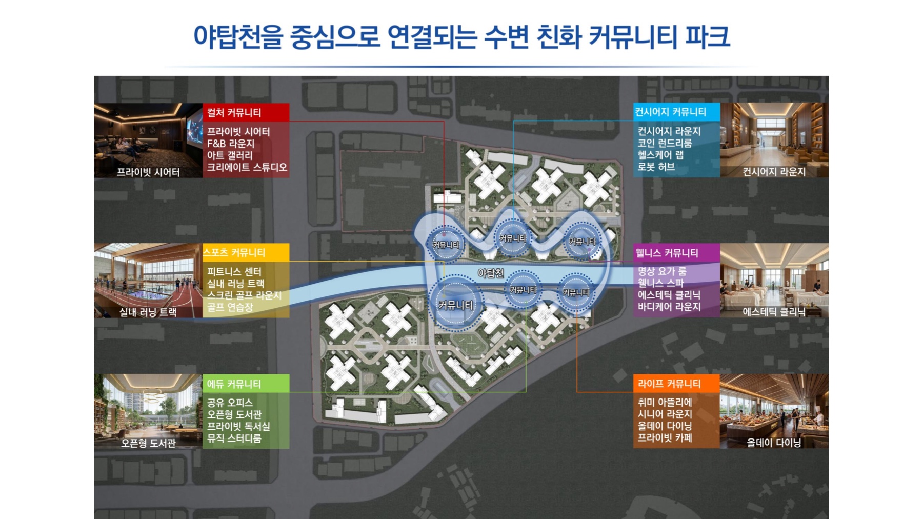 야탑천 중심 수변 커뮤니티 배치